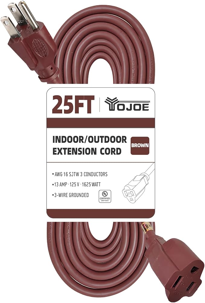 YOJOE Indoor Outdoor Extension Cord, 3 Prong 13A Weatherproof Power Cord by YOJOE