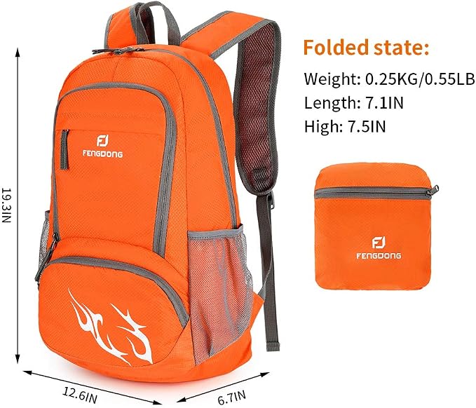 FENGDONG 35L Lightweight Foldable Waterproof Packable Travel Small Hiking - Image 2