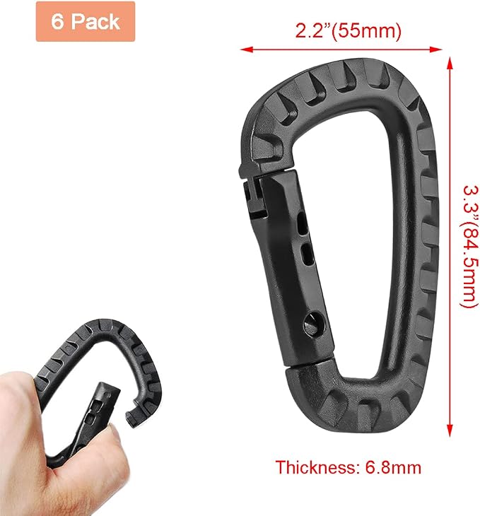 Tactical Gear Carabiner Keychain Clip Plastic D-Rings Large Key Chain Heavy - Image 2