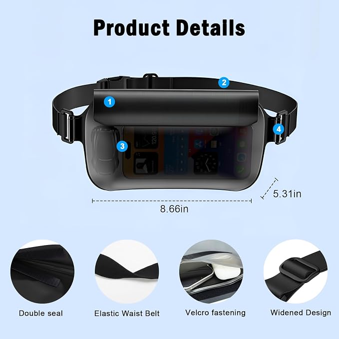Waterproof Waist Bag, Passport Wallet Tote, IPX8 Waterproof Rating, - Image 6