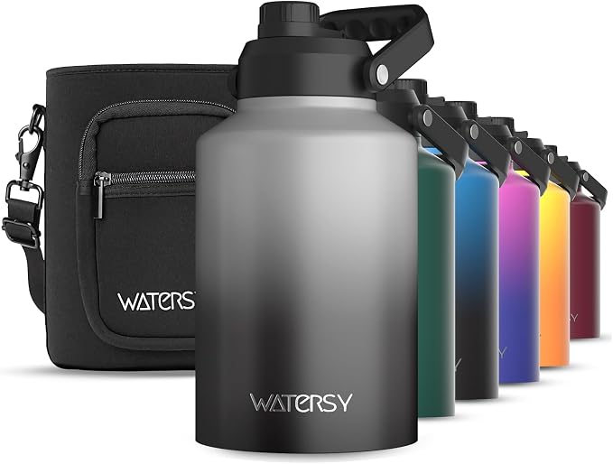 WATERSY 1 Gallon Water Bottle Insulated, BPA Free&Leak Proof, 128oz Stainless by Watersy