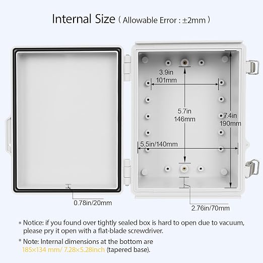 LeMotech Electrical Box, IP67 Waterproof Hinged Cover Stainless Steel Latch - Image 5