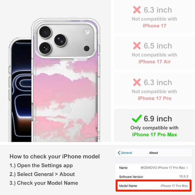 MOSNOVO for iPhone 17 Pro Max Case, Shockproof Military-Grade Protection 6.6ft - Image 2