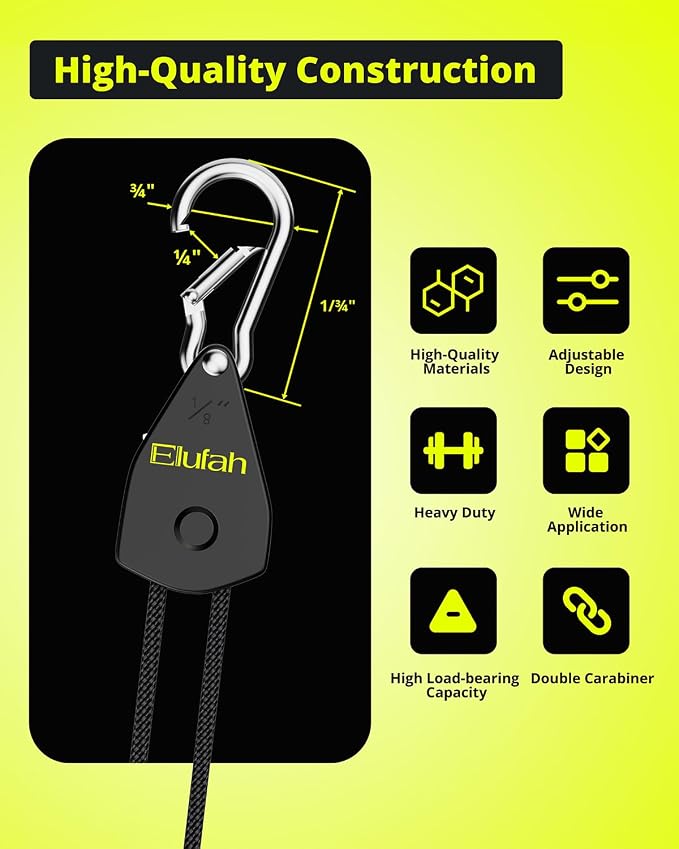 Longer 10ft 1/8" Ratchet Straps Hanger Rope Tie-Down Ratchet Outdoor Windproof - Image 2