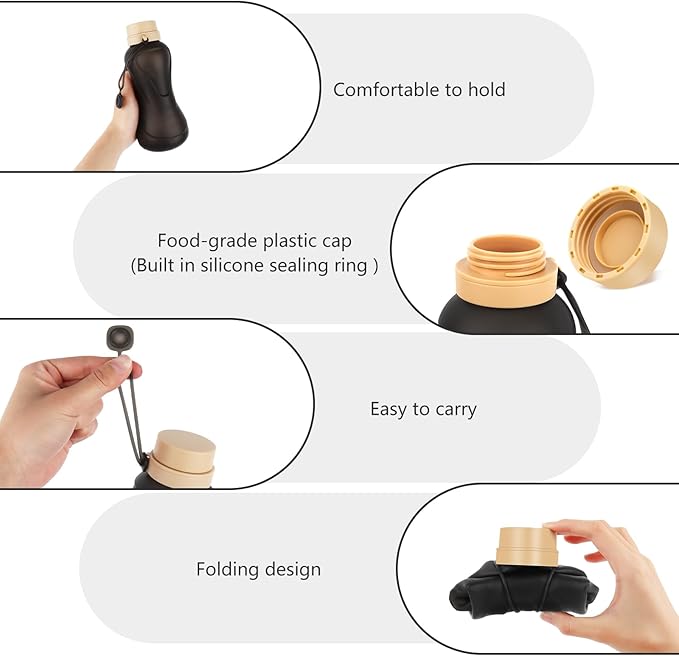 Collapsible Water Bottles, Leak Proof, Reuseable BPA Free Silicone Foldable - Image 3