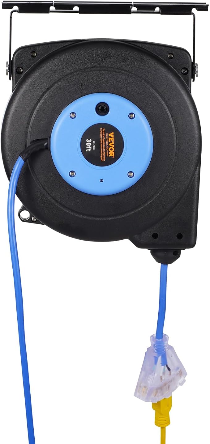 VEVOR Retractable Extension Cord Reel, 30 FT, Heavy Duty 16AWG/3C SJTOW - Image 12