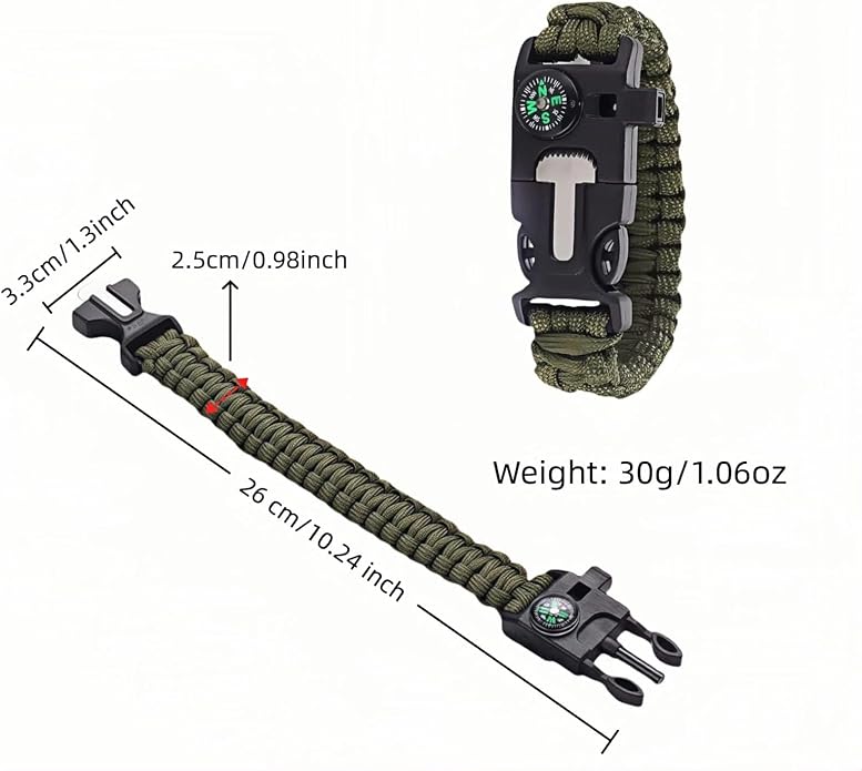 Chinshwehaw 5 in 1 Survival Bracelet-Fire Starter, Loud Whistle, Paracord Rope - Image 3