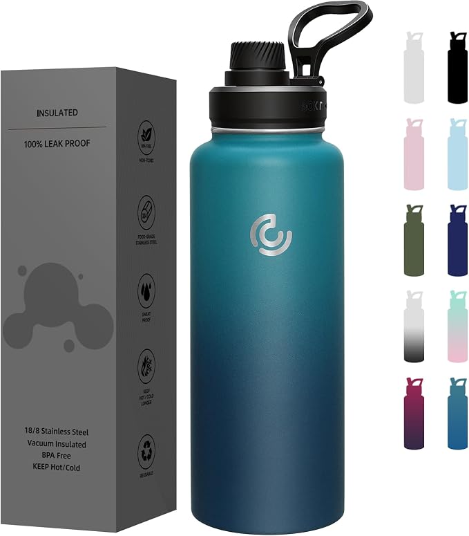 Sports Water Bottle 40oz, Insulated Water Bottle by coktik