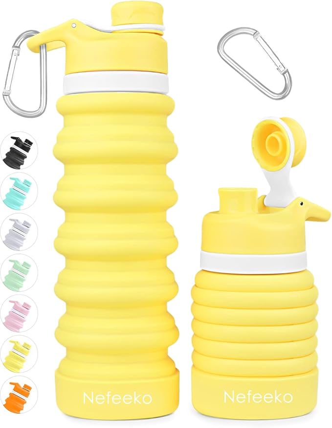 Nefeeko Collapsible Water Bottle, 26oz Silicone Foldable Water Bottles by Nefeeko