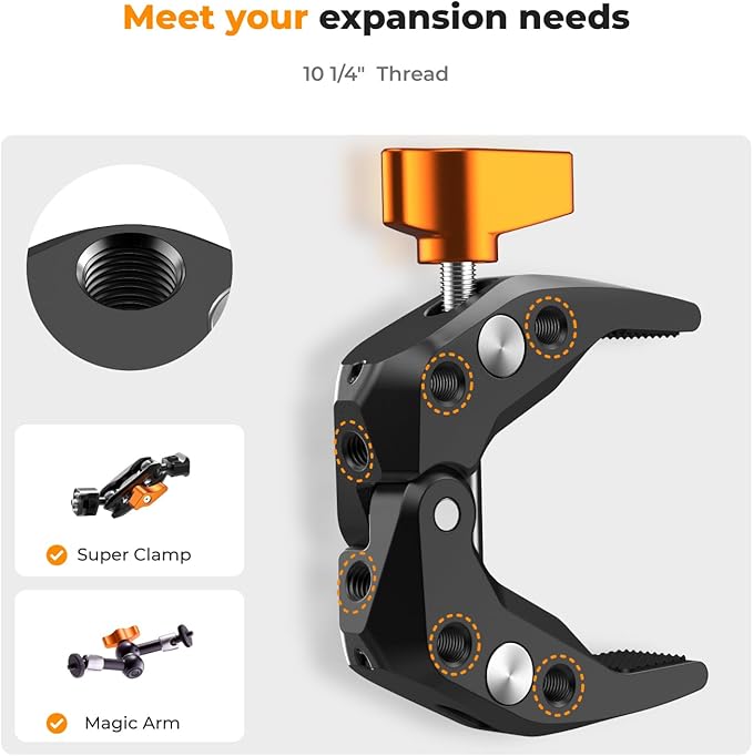 K&F CONCEPT Camera Mount Clamp, Super Crab Clamp - Image 3