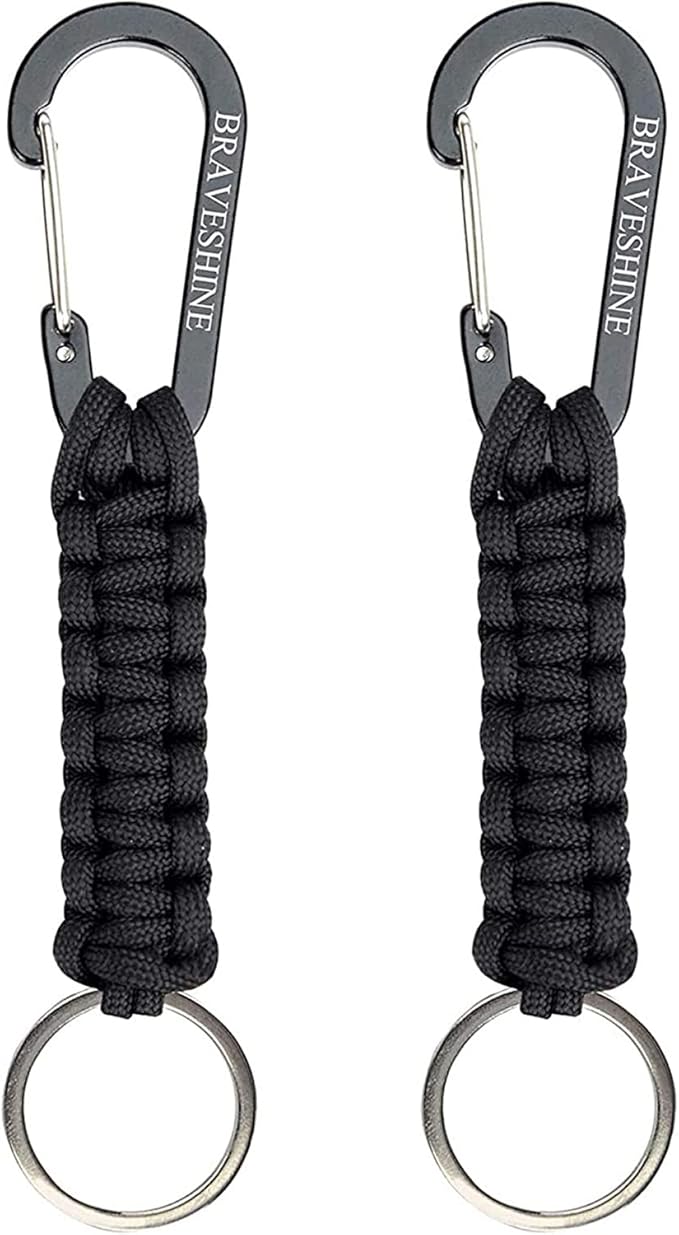 BRAVESHINE Paracord Keychain Carabiner Clip, D Ring Lanyard Hanger Stroller Hook by BRAVESHINE
