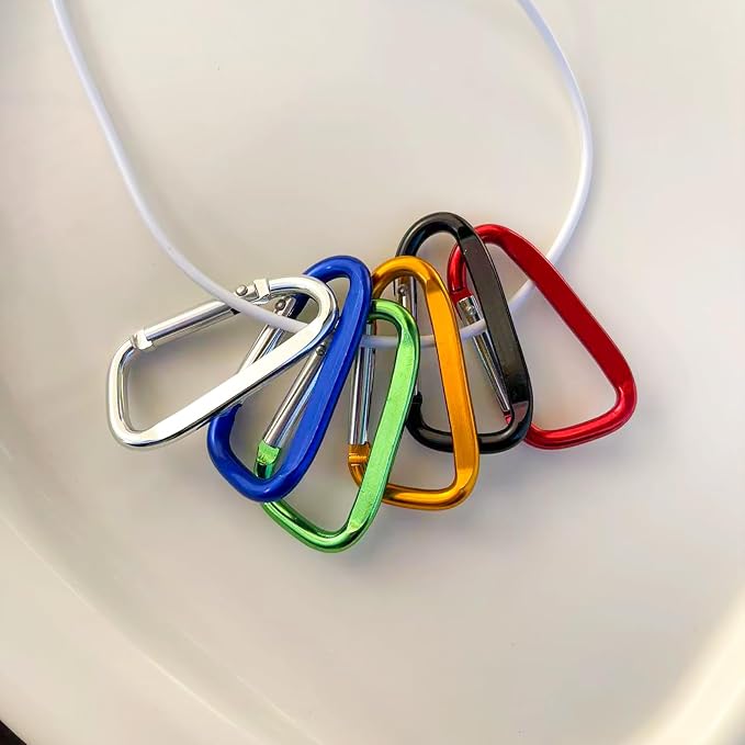 2.4" 24pcs Small Carabiner Clip Keychain, Aluminum D Ring Shape Clips - Image 6