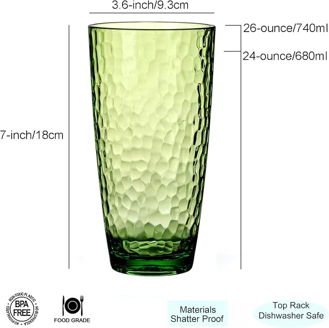 KOXIN-KARLU Hammered 26-ounce Plastic Tumbler Acrylic Glasses Drinking Cups - Image 2
