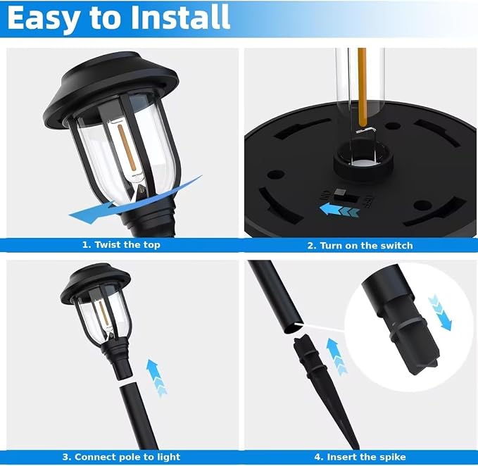 Solar Lights Outdoor 8 Pack, Cool White Solar Pathway Lights, Auto On/Off - Image 6