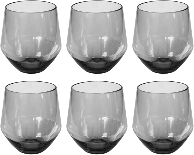 Angle 18 oz Durable Acrylic Stemless Wine Glasses, Shatter-Resistant and by AbodeHomewares-TheDesignDestinationforTabletopDrinkwareKitchenandPet