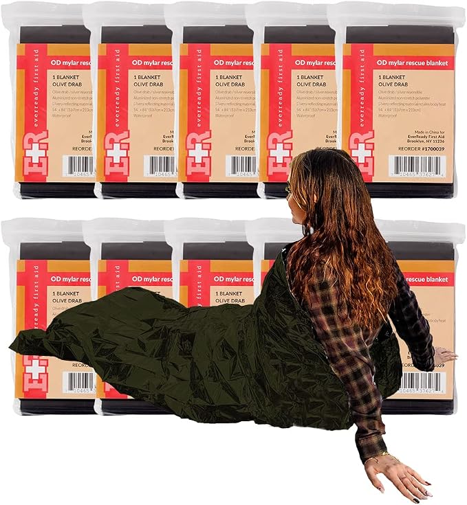 Ever Ready First Aid Mylar Rescue Blanket, Large Olive Thermal Sheet by EverReadyFirstAid