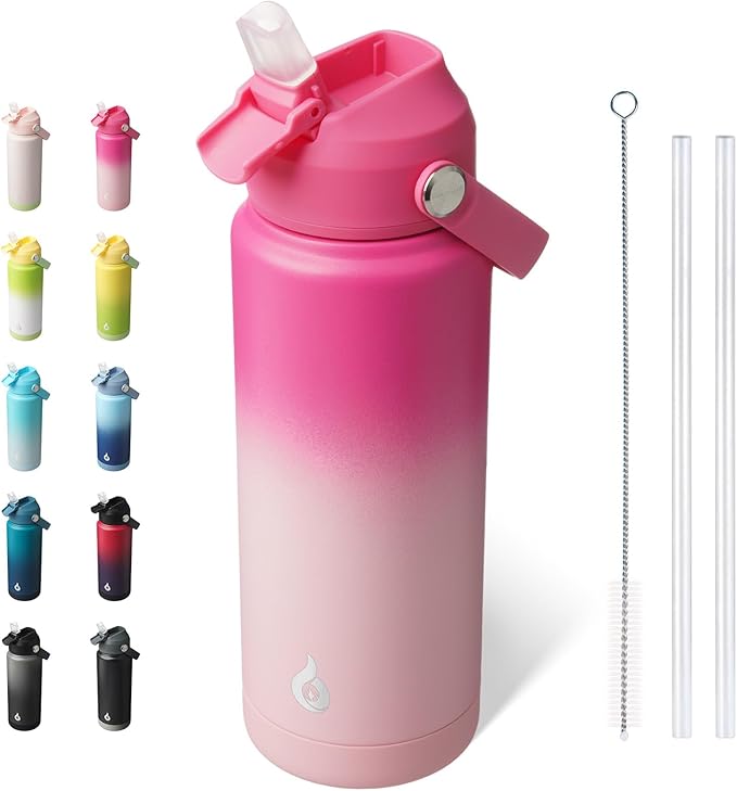 BJPKPK Water Bottle with Straw Lid, 24oz Vacuum Insulated Water Bottles by BJPKPK