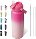 BJPKPK Water Bottle with Straw Lid, 24oz Vacuum Insulated Water Bottles by BJPKPK