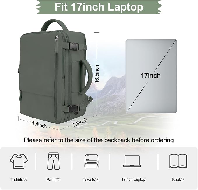 Hanples Travel Backpack as Personal Item Travel bag Flight Approved, 35L Carry - Image 4