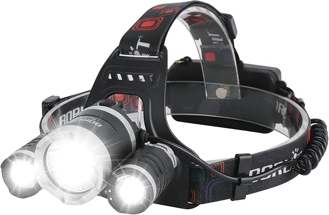 BORUIT RJ-3000 Headlamp Rechargeable, LED Head Lamp Super Bright by BORUIT