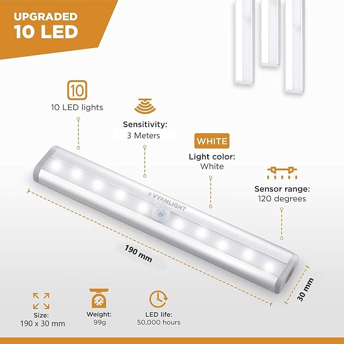 VYANLIGHT Under Cabinet Lighting – Motion Sensor Closet Lights, Battery - Image 2