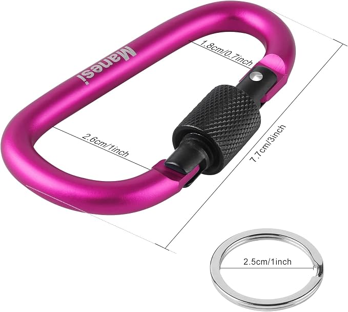 10 Pack Aluminum D Ring Key Rings Clips Locking Carabiner - Image 2