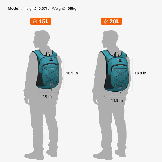 Ultra-Light Soft Daypack 15L/20L, Cushioned Breathable Back Panel Backpack - Image 5