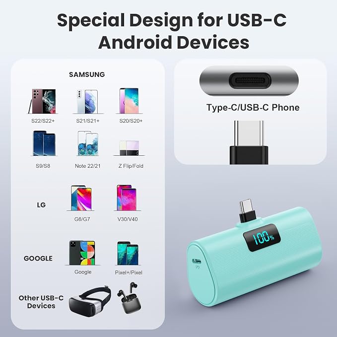 Mini Portable Charger USB C Power Bank, Upgraded 5500mAh PD Fast Charging - Image 4