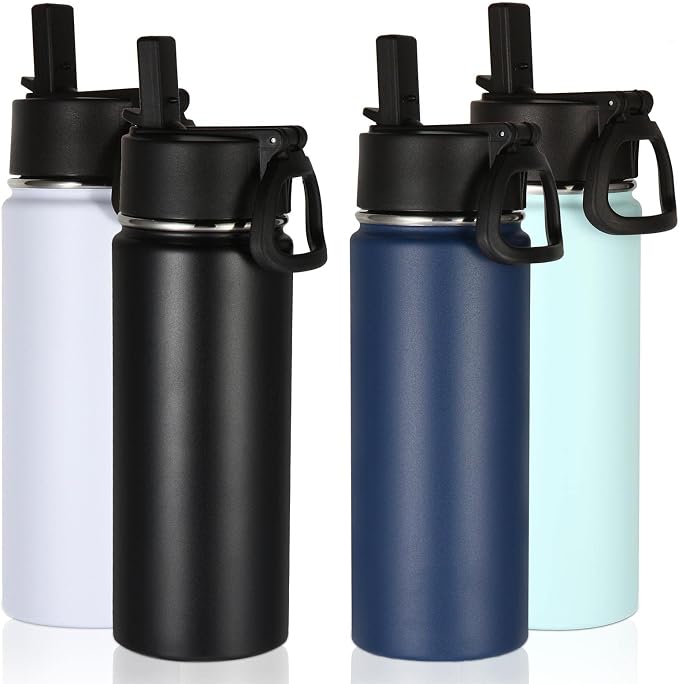 Volhoply 18oz Insulated Water Bottle Bulk 4 Pack, Kids Stainless Steel Water by LiveFully%EF%BC%8CDrinkFreely%E2%80%94KeepGoingwithVolhoply%EF%BC%81