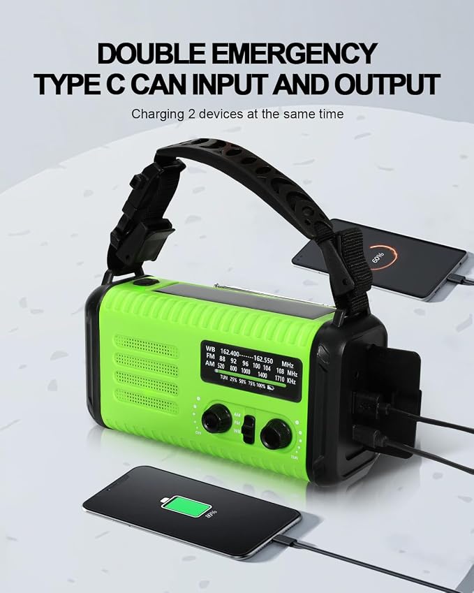 Emergency Crank Radio, 20000mAh / 74000mWh Solar Hand Crank Weather Radio - Image 3