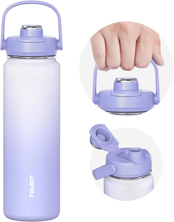 TOURIT 24 oz Insulated Water Bottle, Stainless Steel Sports Water Bottles by TOURIT