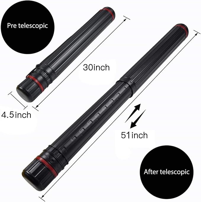 DEWEL 2Pcs Poster Tube Extends from 30" to 51", Telescoping Plastic Art Tube - Image 3