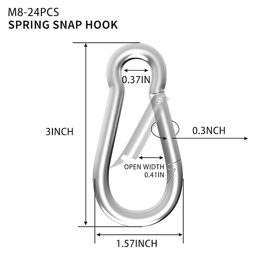 Carabiner, Heavy Duty Galvanized Steel Spring Snap Hook Carabiner Clips - Image 8