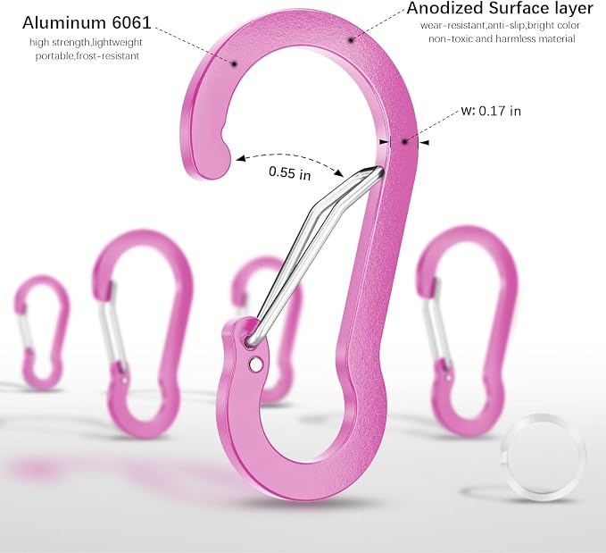 sprookber 2" Small Carabiner Clip, D Ring Caribeener, Spring Snap Hook - Image 4