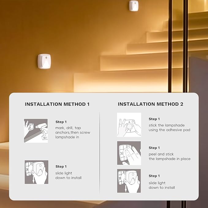 innofox 10-Pack Stick-on Motion Sensor Lights, Warm White LED Night Light - Image 8