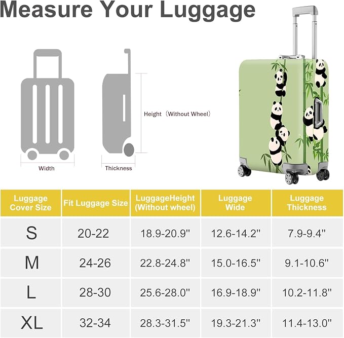 ANNA QUEEN Cute Panda Bamboo Luggage Cover, Cartoon Animal Suitcase Protector - Image 4