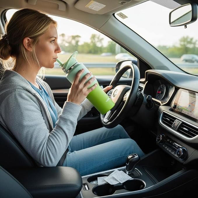 ABOTOCUP 32oz Insulated Water Bottle, Fit in Any Car Cup Holder, Water Bottle - Image 2