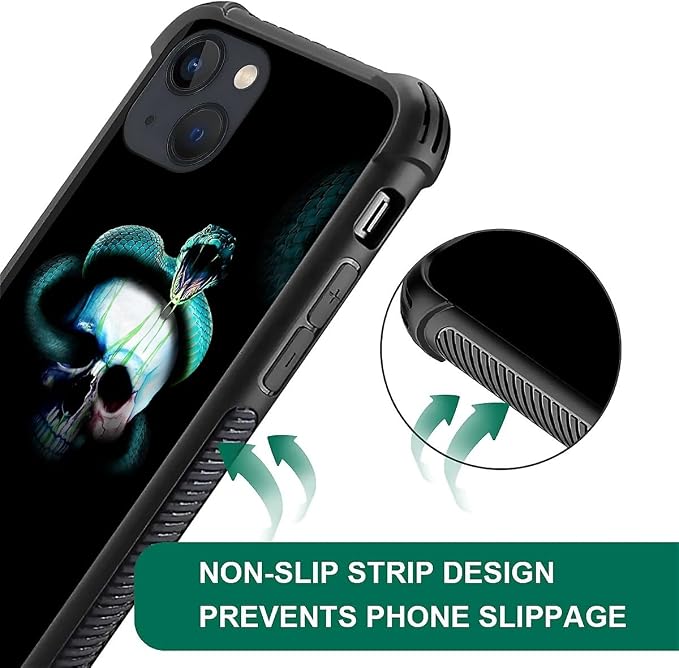 for iPhone 13 Mini Case, Skeleton Winding Snake Pattern Graphic Design Girl Boy - Image 6