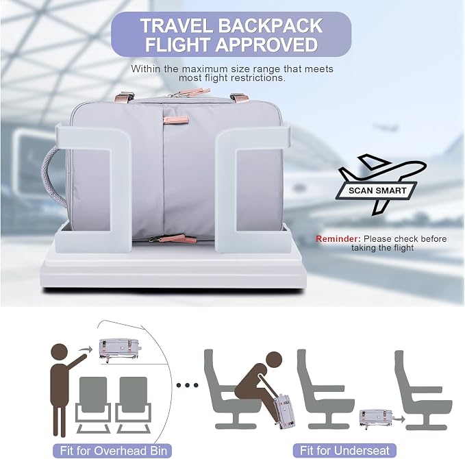 coofay Travel Backpack For Women Airline Approved Carry On Backpack Flight - Image 3