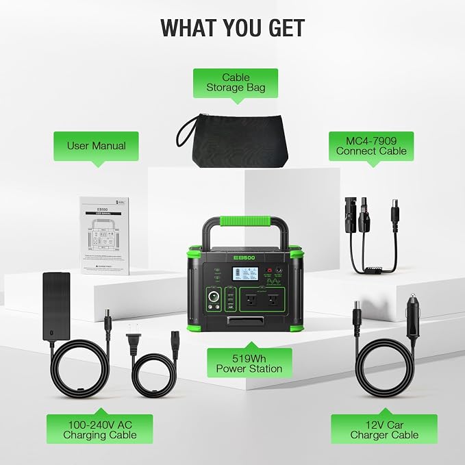 Portable Power Station 500W, 519Wh Solar Generator - Image 9