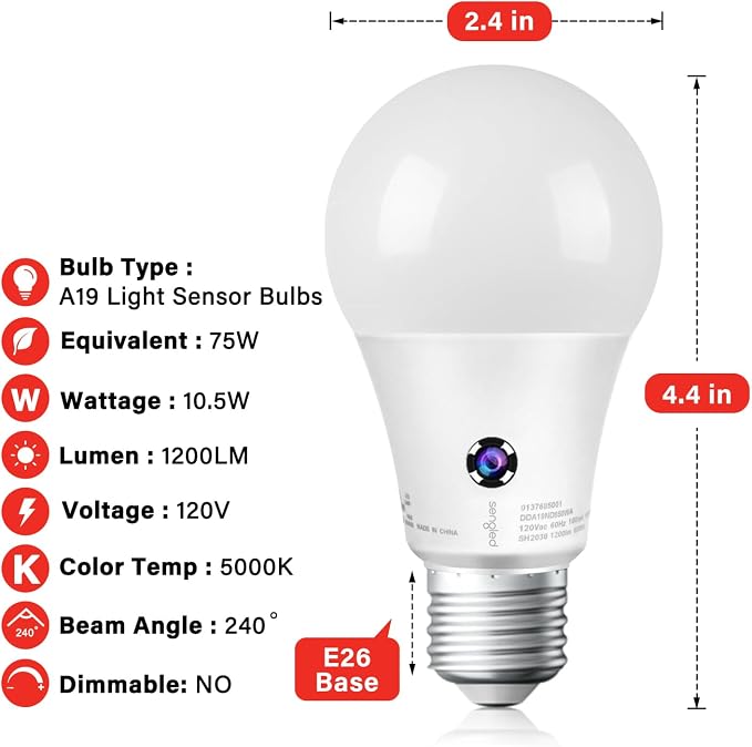 Sengled Dusk to Dawn LED Outdoor Light Bulb, 75 Watt Equivalent, 1200 Lumens - Image 3