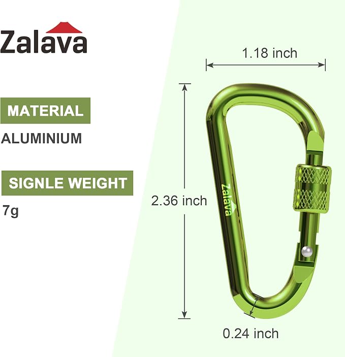 6PCS Carabiner Keychain, 2 inch Aluminum D-Clip Caribeener - Image 2