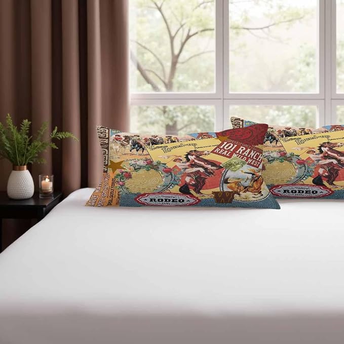 Cowgirls Wild West Pillow Covers 12 X 20 Far East Rodeo Round Up Win Ride Horse - Image 9