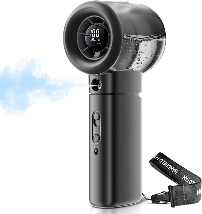 Portable Misting Fan Handheld Powerful Turbo Fan, 100 Speeds, 6000mAh by Unknown