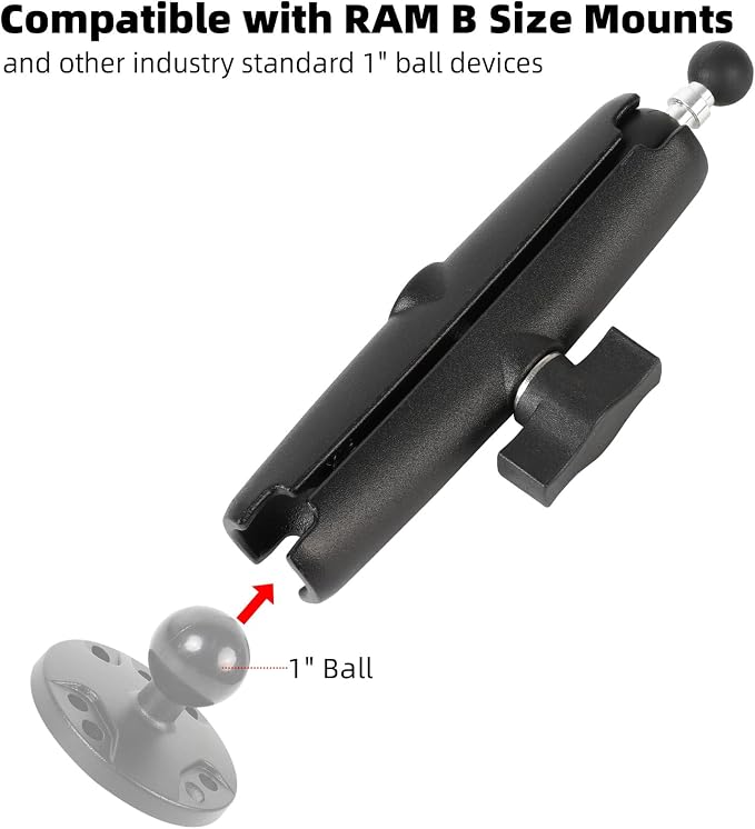 1" to 17mm Ball Adapter with 5.9" Long Double Socket Arm, Compatible with RAM B - Image 3