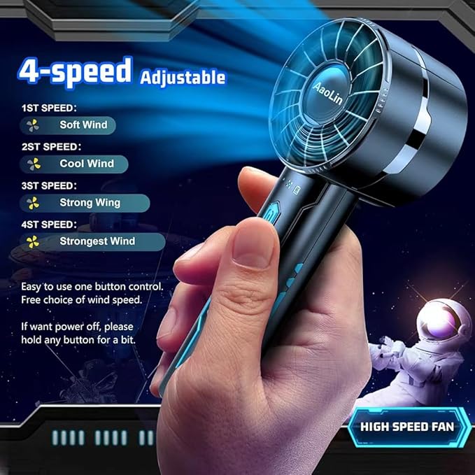 Portable High Speed Mini Handheld Fan, USB Rechargeable Neck Personal Mini Fan - Image 2