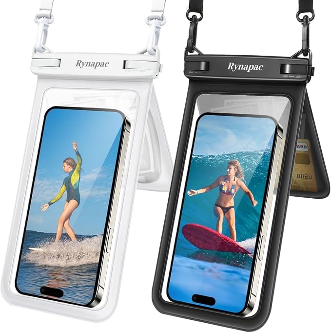 Rynapac IPX8 Waterproof Phone Pouch 2 Pack, Double Space Waterproof Phone Case by Rynapac