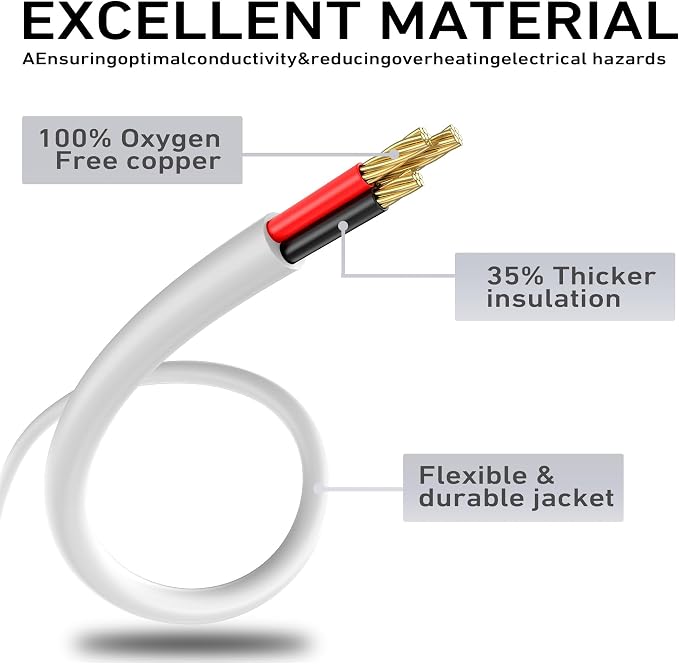 LUCKY TL 2 Pack Indoor Outdoor Extension Cord, 16/3 Gauge White Short Extension - Image 3