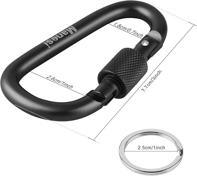 10 Pack Aluminum D Ring Key Rings Clips Locking Carabiner - Image 2