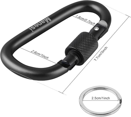 10 Pack Aluminum D Ring Key Rings Clips Locking Carabiner - Image 2